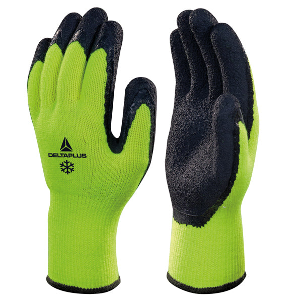 DELTAPLUS - VV735JA10 - Guanti da lavoro Apollon Winter - acrilico felpato - palmo in schiuma di lattice - taglia 10 - giallo fluo-nero - Deltaplus