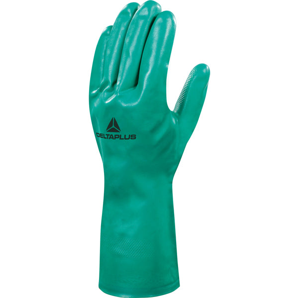 DELTAPLUS - VE801VE09 - Guanti da lavoro industriale Nitrex VE801 - nitrile floccato cotone - taglia 09 - verde - Deltaplus