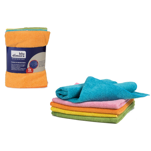 PERFETTO - 0970 - Panno in microfibra - multiuso - 40x40 cm - colori assortiti - Blu Dimora - conf. 5 pezzi