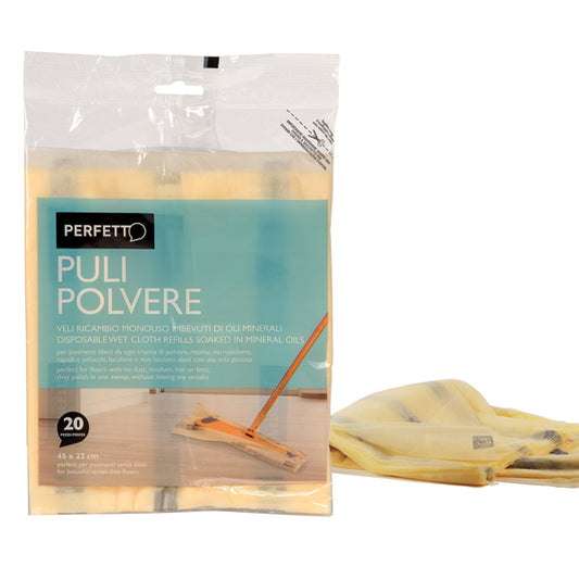 PERFETTO - 0260C - Retine di ricambio per scopa Pulipolvere - 45x22 cm - giallo - Perfetto - conf. 20 pezzi