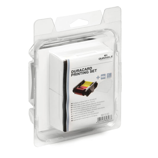 DURABLE - 8913-00 - Kit di stampa per stampante Duracard ID 300 (nastro a colori + 100 tessere) - Durable