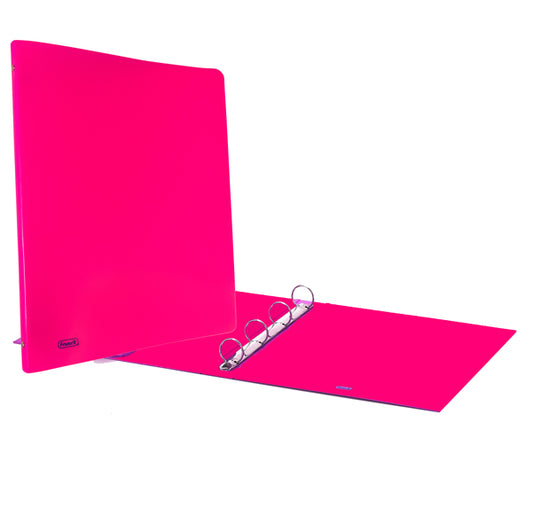 FAVORIT - 400052714 - Raccoglitore Europa Neon - 4 anelli tondi 30 mm - dorso 4 cm - 22x30 cm - rosa neon - Favorit