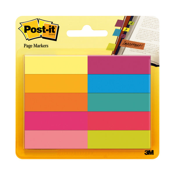 POST-IT - 63152 - Segnapagina Post it  - 670-10AB-EU - in carta - 12,7 x 44 mm - 10 colori assortiti - Post it  - conf. 500 pezzi
