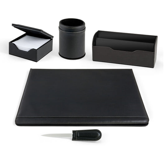 City Time - 60451 - Set scrivania William in sintetico - 5 componenti - nero - City Time