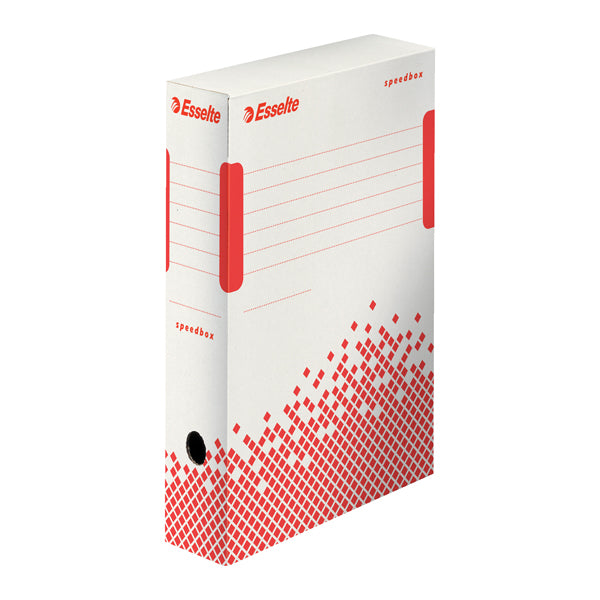 ESSELTE - 623985 - Scatola archivio Speedbox - dorso 8 cm - 35x25 cm - bianco e rosso - Esselte
