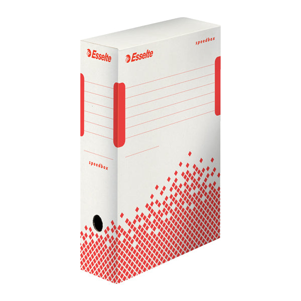 ESSELTE - 623908 - Scatola archivio Speedbox - dorso 10 cm - 35x25cm - bianco e rosso - Esselte