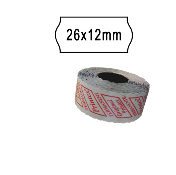 PRINTEX - 2612sbp10 - Rotolo da 1000 etichette a onda per Printex Smart 8-2612 - 26x12 mm - adesivo permanente - bianco - Printex - pack 10 rotoli