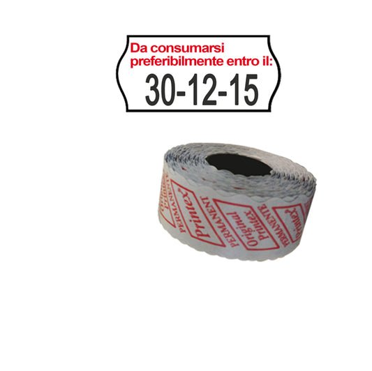 PRINTEX - 2612sfp14st - Rotolo da 1000 etichette a onda per Printex Smart 8-2612 - DA CONSUMARSI… - 26x12 mm - adesivo permanente - bianco -  Printex - pack 10 rotoli