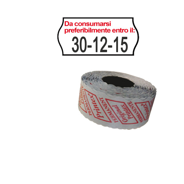 PRINTEX - 2612sfp14st - Rotolo da 1000 etichette a onda per Printex Smart 8-2612 - DA CONSUMARSI… - 26x12 mm - adesivo permanente - bianco -  Printex - pack 10 rotoli