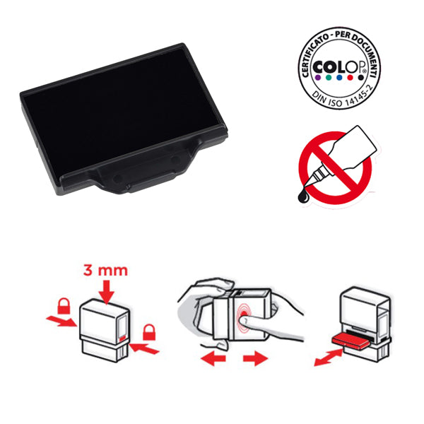 COLOP - E-PSP20.N - Tampone di ricambio E-PSP20 per Pocket Stamp 20 - nero - Colop