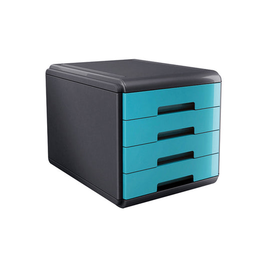 ARDA - 18P4PTU - Cassettiera Mydesk - 29,5 x 38,5 x 28,2 cm - 4 cassetti da 4,5 cm - grigio-turchese - Arda