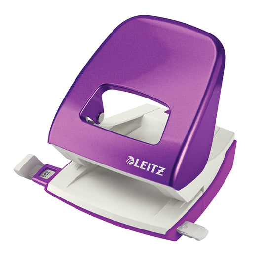 LEITZ - 50081262 - Perforatore 5008 New NeXXt WOW - passo 8 cm - max 30 fogli - 2 fori - viola metallizzato - Leitz