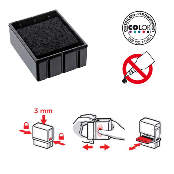 COLOP - E-Q12.N - Tampone di ricambio E-Q12 - nero - Colop