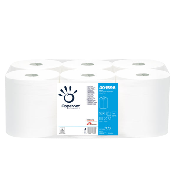 PAPERNET - 401596 - Asciugamani in rotolo Centrefeed - Maxi - 2 veli - 18 gr - 19,7 cm x 137 mt - diametro 19,3 cm - bianco - Papernet