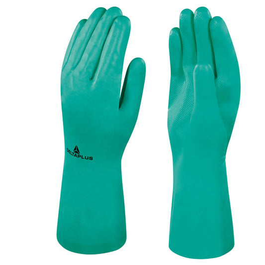 DELTAPLUS - VE801VE08 - Guanti da lavoro industriale Nitrex 801 - nitrile floccato cotone - taglia 08 - verde - Deltaplus