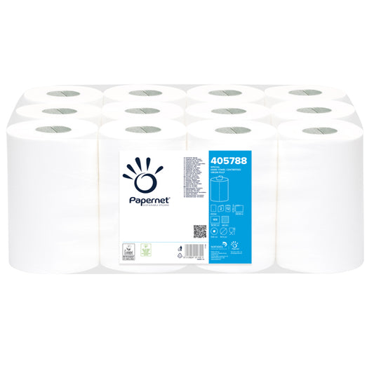 PAPERNET - 405788 - Asciugamani in rotolo Centrefeed - Mini - 2 veli - diametro 14,5 cm - 17 gr - 22 cm x 69 mt - bianco - Papernet