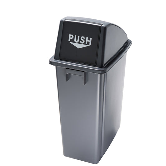 MEDIALINTERNATIONAL - 114210 - Contenitore Office - con coperchio push - per rifiuto secco - 33x46x79 cm - 60 L - grigio-nero - Medial International
