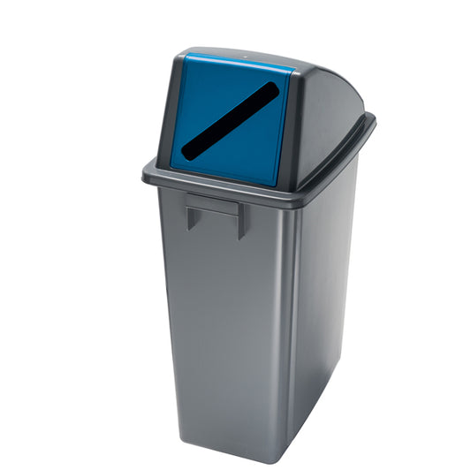 MEDIALINTERNATIONAL - 114215 - Contenitore Office - con feritoia per carta - 33x46x79 cm - 60 L - grigio-blu - Medial International