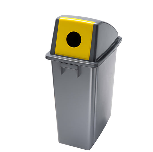 MEDIALINTERNATIONAL - 114216 - Contenitore Office - con foro per bottiglie - 33x46x79 cm - 60 L - grigio-giallo - Medial International