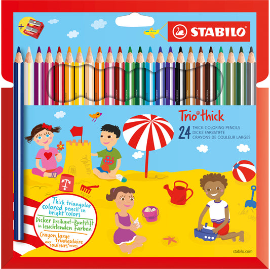STABILO - 203-2-24 - Matite colorate Trio Thick - diametro mina 4,2 mm - con temperino - colori assortiti - Stabilo - astuccio 24 pezzi