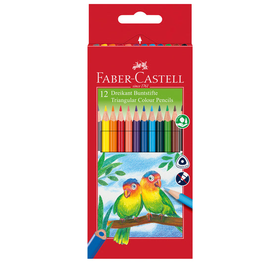 FABER-CASTELL - 120523 - Matite colorate Eco triangolari - diametro mina 3 mm - Faber Castell - astuccio 12 pezzi  con temperino
