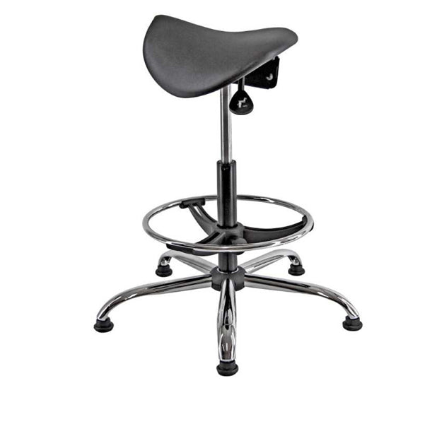 Unisit - EOE19W-N - Sedia tecnica a sella E19W - con poggiapiedi telescopico - piedini in gomma - nero-acciaio - Unisit