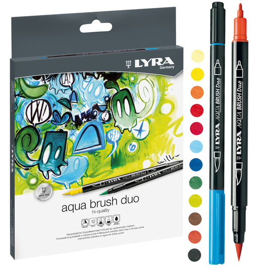 LYRA - L6521120 - Pennarelli Aqua Brush Duo - punte 2,00 - 4,00 mm - Lyra - astuccio 12 pezzi