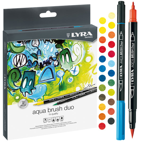 LYRA - L6521240 - Pennarelli Aqua Brush Duo - punte 2,00 - 4,00 mm - Lyra - astuccio 24 pezzi