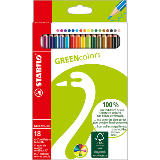 STABILO - 6019-2-181 - Pastelli GreenColors - diametro mina 2,5 mm - Stabilo - astuccio 18 pezzi