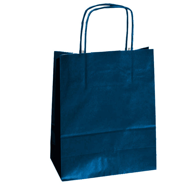 Mainetti Bags - 072116 - Shopper Twisted - maniglie cordino - 18 x 8 x 24 cm - carta kraft - blu - Mainetti Bags - conf. 25 pezzi