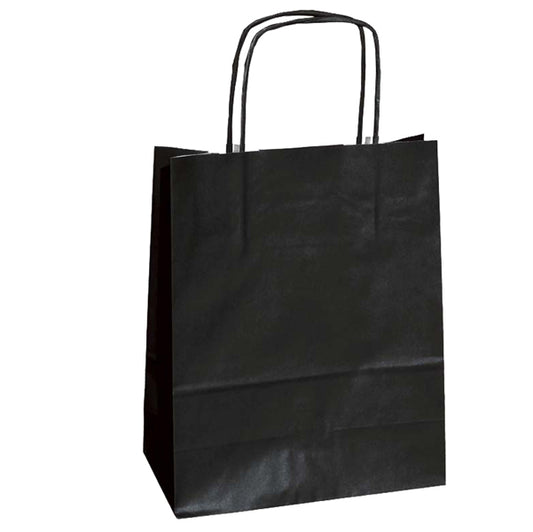 Mainetti Bags - 072123 - Shopper Twisted - maniglie cordino - 18 x 8 x 24 cm - carta kraft - nero - Mainetti Bags - conf. 25 pezzi
