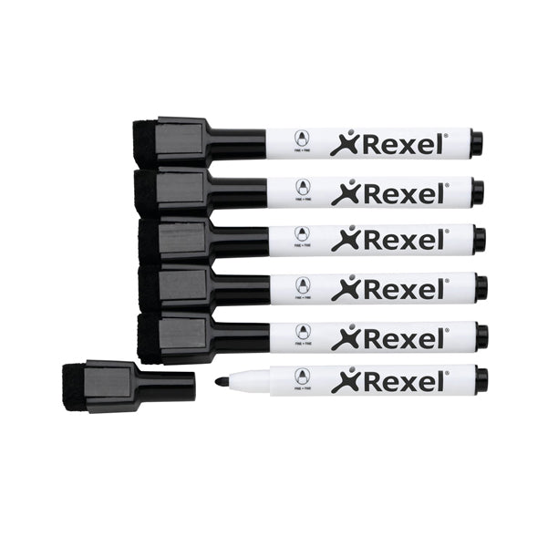 NOBO - 2104184 - Pennarelli magnetici per lavagne bianche - nero - Nobo - Rexel - conf. 6 pezzi