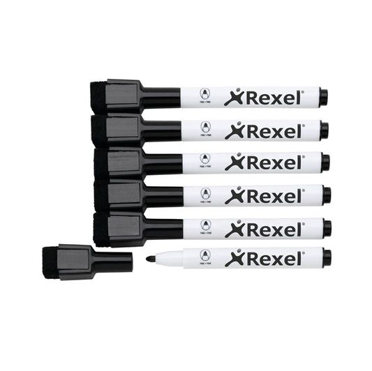 NOBO - 2104184 - Pennarelli magnetici per lavagne bianche - nero - Nobo - Rexel - conf. 6 pezzi
