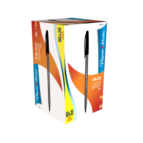 PAPERMATE - S0977410 - Penna a sfera con cappuccio Inkjoy 100 RT  - punta 1,0mm - nero - Papermate - conf. 80+20 pezzi
