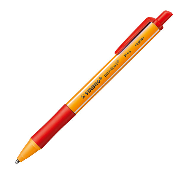 STABILO - 6030-40 - Penna a sfera a scatto Pointball Green - tratto 0,5mm - rosso  - Stabilo