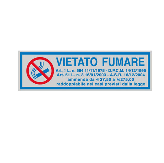 CARTELLI SEGNALATORI - 96701 - Targhetta adesiva - VIETATO FUMARE (con normativa) - 16,5 x 5 cm - Cartelli Segnalatori