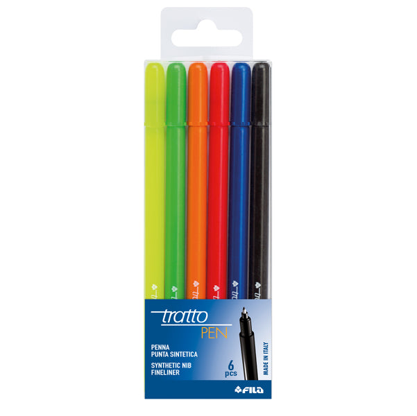 TRATTO - 807800 - Pennarello fineliner Tratto Pen - tratto 0,5mm - colori assortiti - Tratto - busta 6 pennarelli