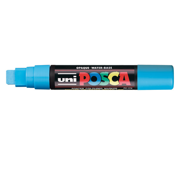 UNI MITSUBISHI - M PC17K AZ - Marcatore a base d'acqua Uni Posca PC17K - punta extra large a scalpello 15,0mm  - azzurro - Uni Mitsubishi