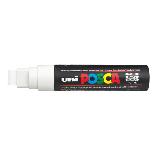 UNI MITSUBISHI - M PC17K BI - Marcatore a base d'acqua Uni Posca PC17K - punta extra large a scalpello 15,0mm  - bianco - Uni Mitsubishi