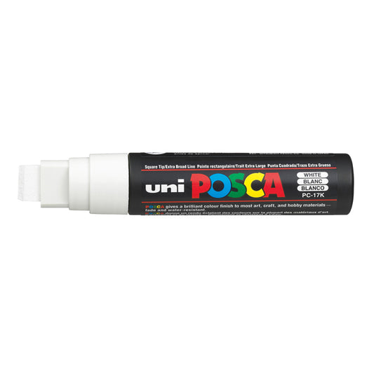 UNI MITSUBISHI - M PC17K BI - Marcatore a base d'acqua Uni Posca PC17K - punta extra large a scalpello 15,0mm  - bianco - Uni Mitsubishi