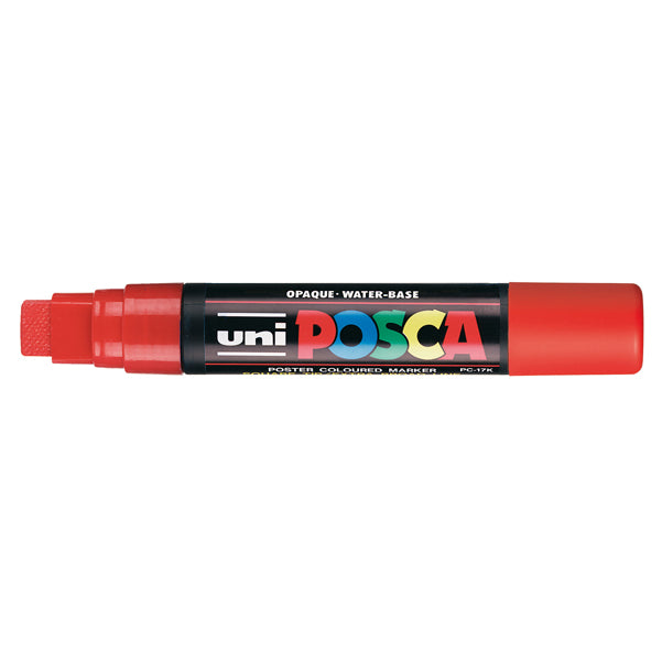 UNI MITSUBISHI - M PC17K R - Marcatore a base d'acqua Uni Posca PC17K - punta extra large a scalpello 15,0mm  - rosso - Uni Mitsubishi