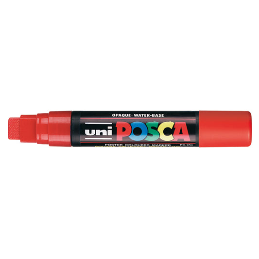 UNI MITSUBISHI - M PC17K R - Marcatore a base d'acqua Uni Posca PC17K - punta extra large a scalpello 15,0mm  - rosso - Uni Mitsubishi