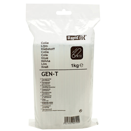 RAPID - 40302799 - Colla termofusibile - diametro 12 mm - lunghezza 19 cm - 1 kg - trasparente - Rapid