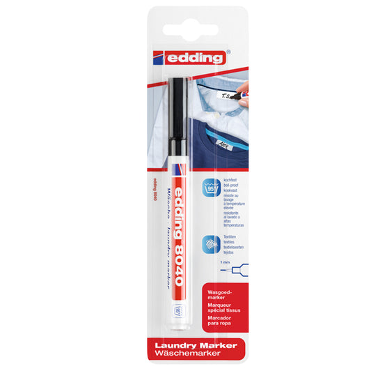 EDDING - 4-8040 001 - Marcatore permanente per tessuti 8040 - punta 1,0mm - nero - Edding