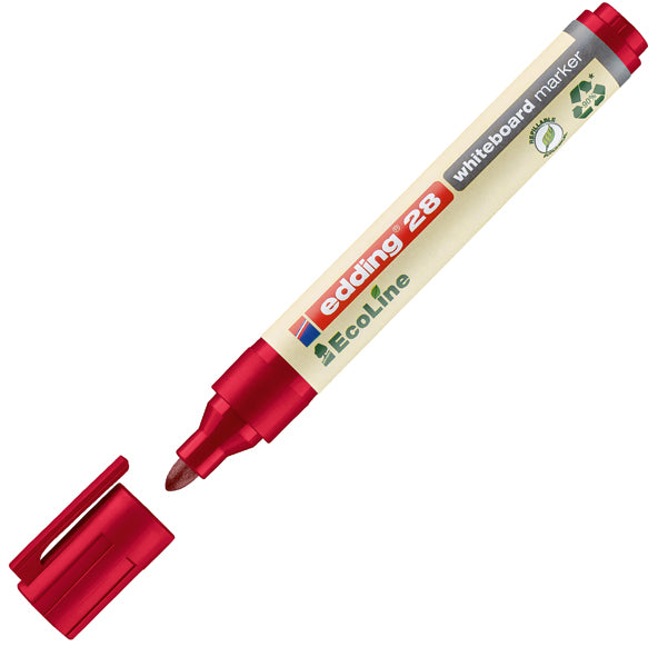 EDDING - E-28002 - Marcatore 28  per lavagne bianche EcoLine - punta conica da 1,50-3,00mm - rosso  - Edding