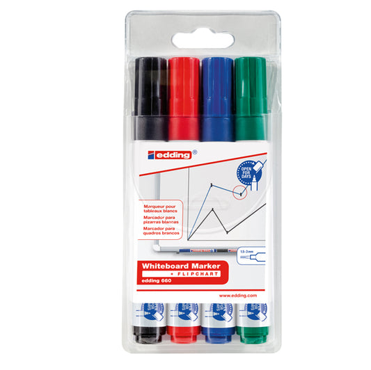 EDDING - 4-660-4 - Marcatore 660 per lavagne bianche - punta conica 1,50 - 3,00 mm - Edding - astuccio 4 pezzi