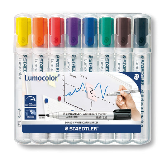 STAEDTLER - 351WP8 - Marcatore cancellabile Lumocolor whiteboard 351 - tratto 2,0 mm - Staedtler - astuccio 8 pezzi