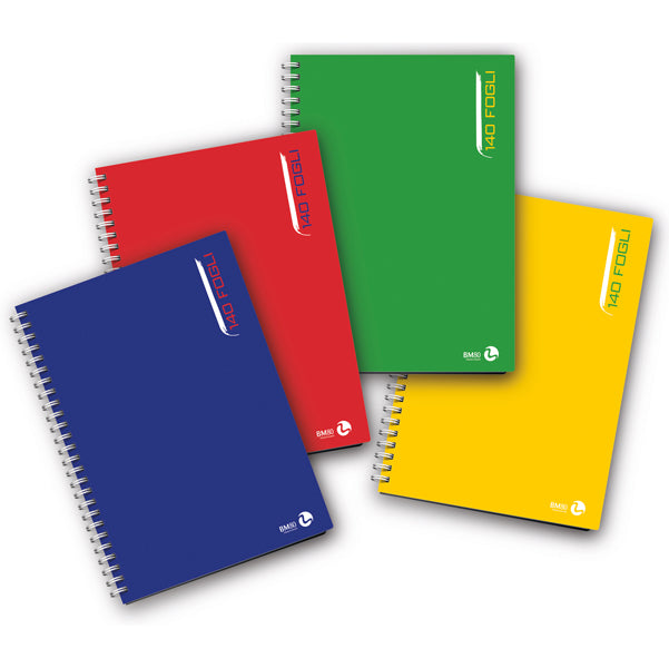 BM - 0112760 - Blocco notes - spiralato sul lato lungo - 4mm - 22,3 x 29,7cm - 80gr - 140 fogli - BM