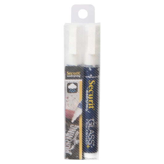 SECURIT - BL-SMA610-WT - Marcatore a gesso liquido waterproof - punta da 2,00-6,00mm - bianco - Securit - conf. 2 pezzi