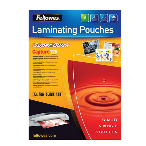 FELLOWES - 5440101 - Pouches Capture125 Superquick - A4 - 216x303 mm - 2x125 micron - Fellowes - scatola 100 pezzi